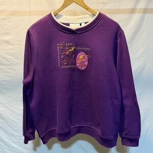 Studio Works size 2X Purple Embroidered with birds Women's Sweater #cozy